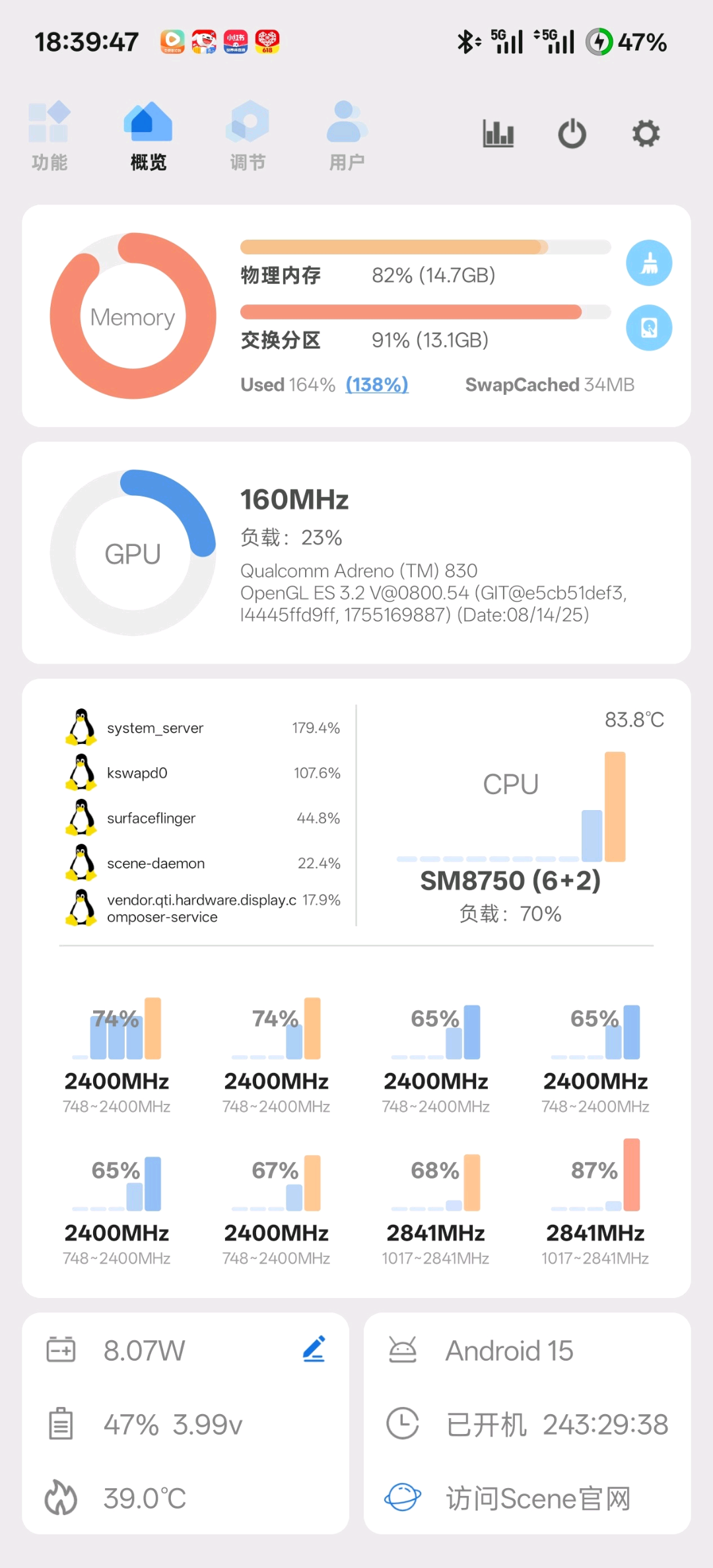 Scene9.4.7玩机必备调度APP最新高级版实时帧率显示等 图1